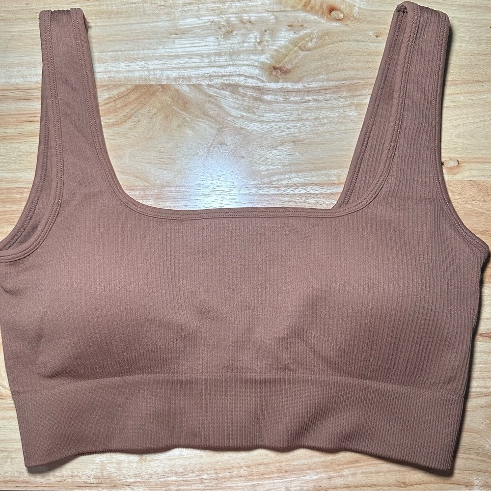 Brown Ribbed Tank Top